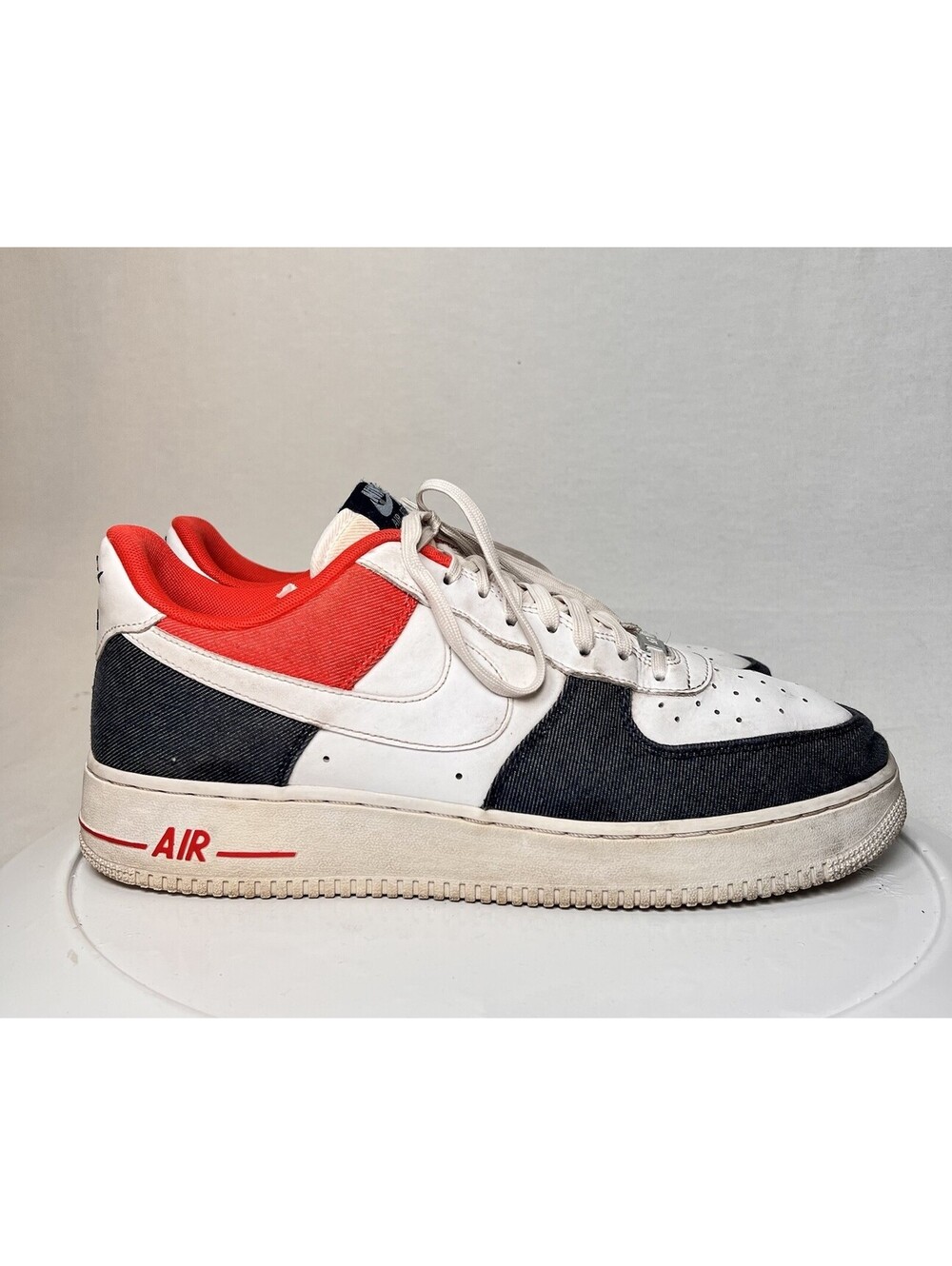 Nike Air Force 1 Low Shoes White Red Denim DJ5174-100 Sneakers Men’s Size 12